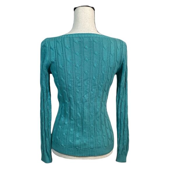 W Wear Made in Italy Jade Cotton Cable Knit Boat Neck Sweater Size Small - Picture 2 of 7
